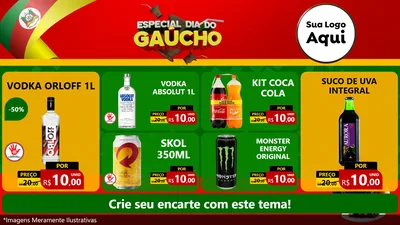 Modelo de TV para TV Horizontal com o tema Especial Dia do Gaúcho para Distribuidora de bebidas