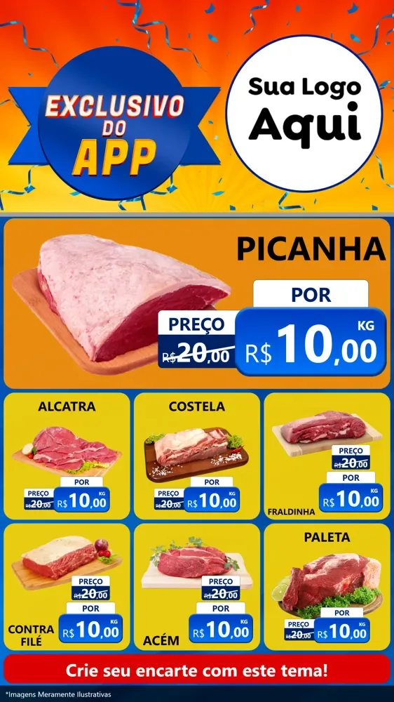 Modelo de Rede Social para Stories com o tema Exclusivo do Aplicativo para Açougue