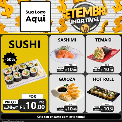 Modelo de Rede Social para Feed Facebook com o tema Setembro Imbatível para Comida japonesa