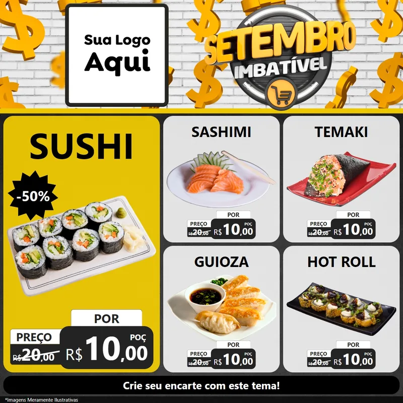 Modelo de Rede Social para Feed Facebook com o tema Setembro Imbatível para Comida japonesa