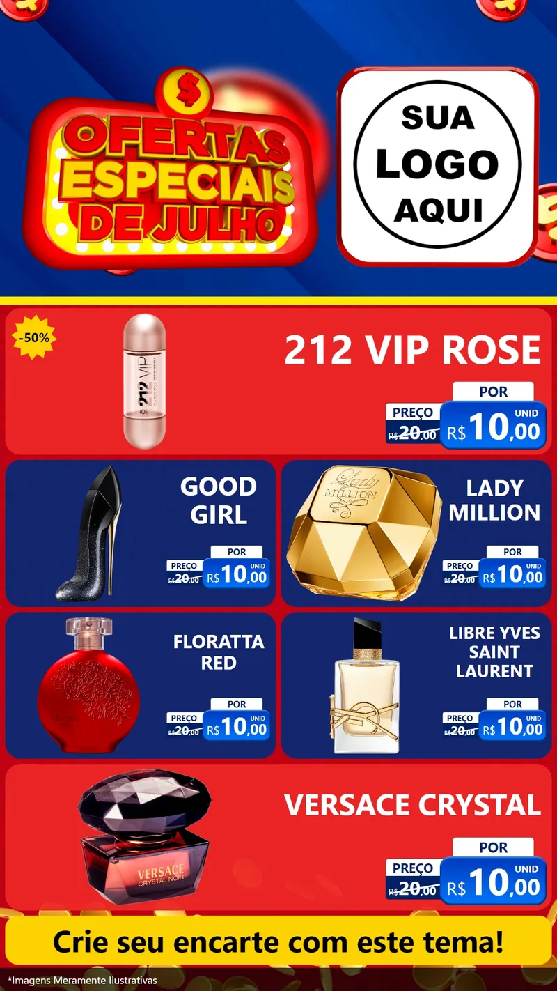 Modelo de TV para TV Vertical com o tema Ofertas Especiais de Julho para Perfumes