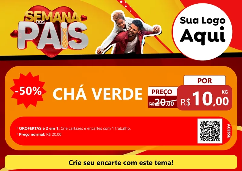 Modelo de Cartaz para Cartaz A4 Horizontal com o tema Semana Dos Pais para Produtos Naturais
