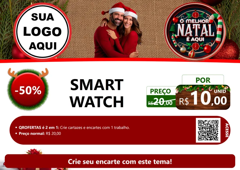 Modelo de Cartaz para Cartaz A4 Horizontal com o tema O Melhor Natal É Aqui para Informática
