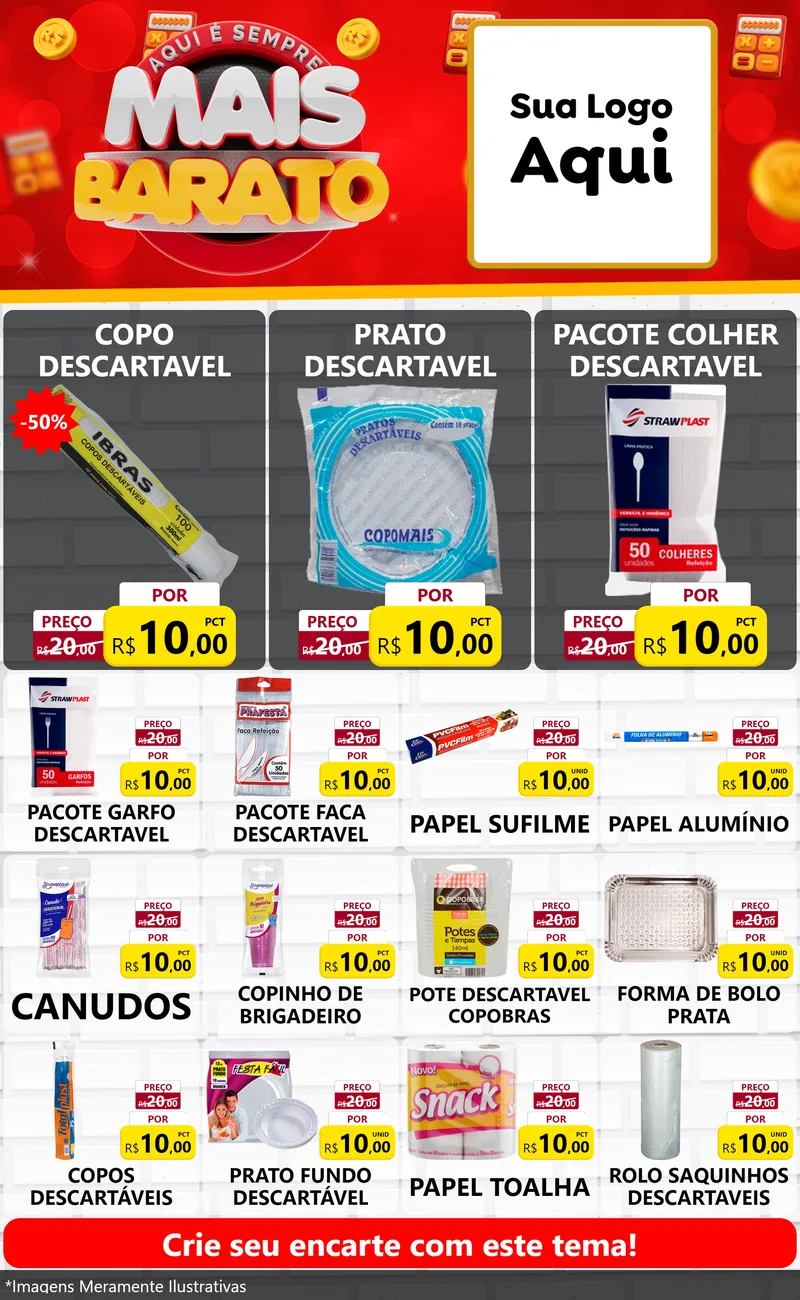 Modelo de Encarte para Encarte Grande com o tema Mais Barato para Embalagens