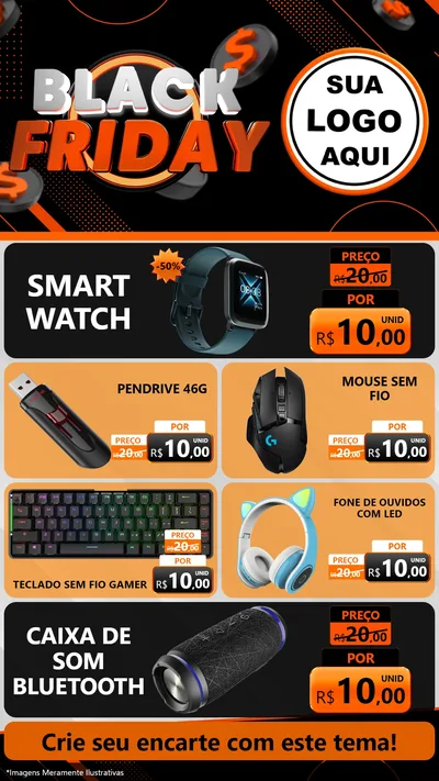 Modelo de TV para TV Vertical com o tema Black Friday para Informática