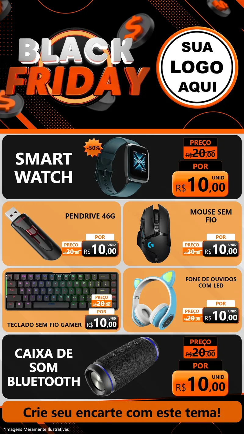 Modelo de TV para TV Vertical com o tema Black Friday para Informática