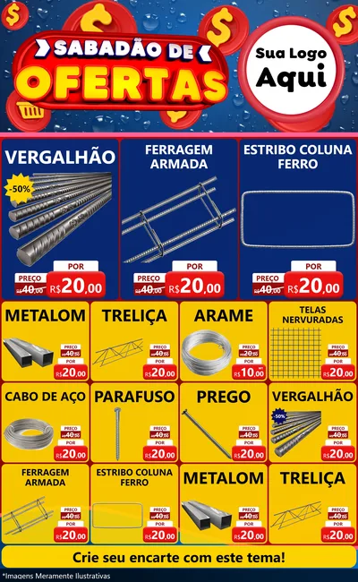 Modelo de Encarte para Encarte Grande com o tema Sabadão de Ofertas para Ferragens