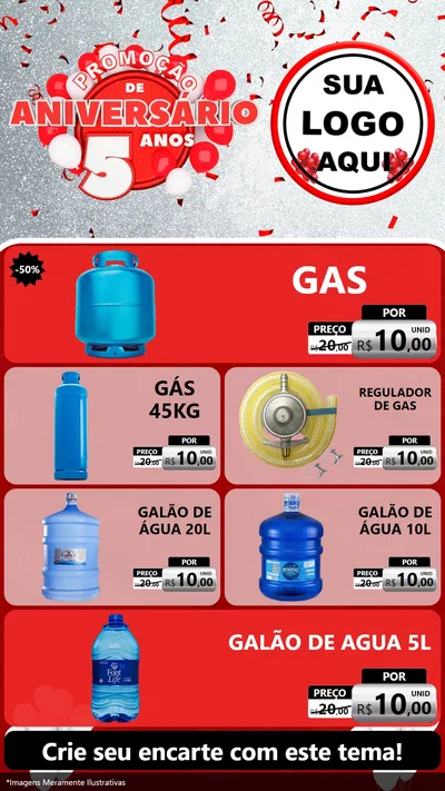 Modelo de TV para TV Vertical com o tema Promoção de Aniversário - 5 Anos para Água e gás