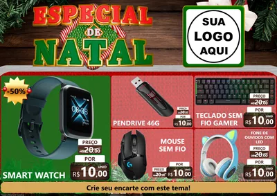 Modelo de Encarte para Encarte A4 Horizontal com o tema Especial de Natal para Informática
