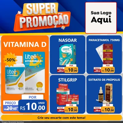 Modelo de Rede Social para Feed Facebook com o tema Super Promoção para Farmácia