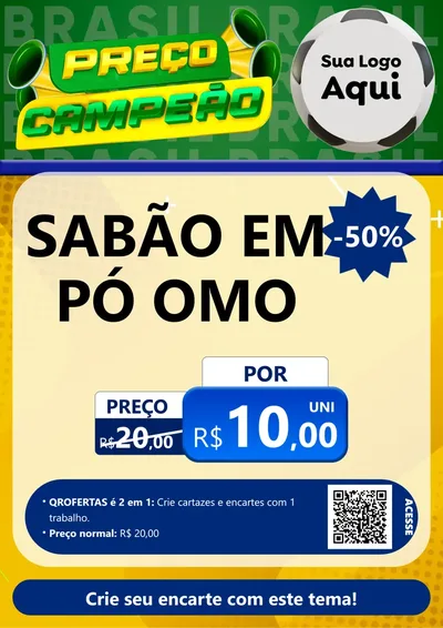 Modelo de Cartaz para Cartaz A4 Vertical com o tema Preço Campeão - Copa para Produtos de Limpeza