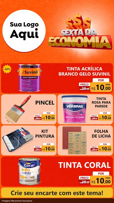 Modelo de TV para TV Vertical com o tema Sexta da Economia para Tintas e Ferramentas