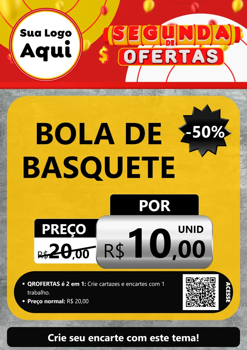 Modelo de Cartaz para Cartaz A4 Vertical com o tema Segunda de Ofertas para Artigos Esportivos