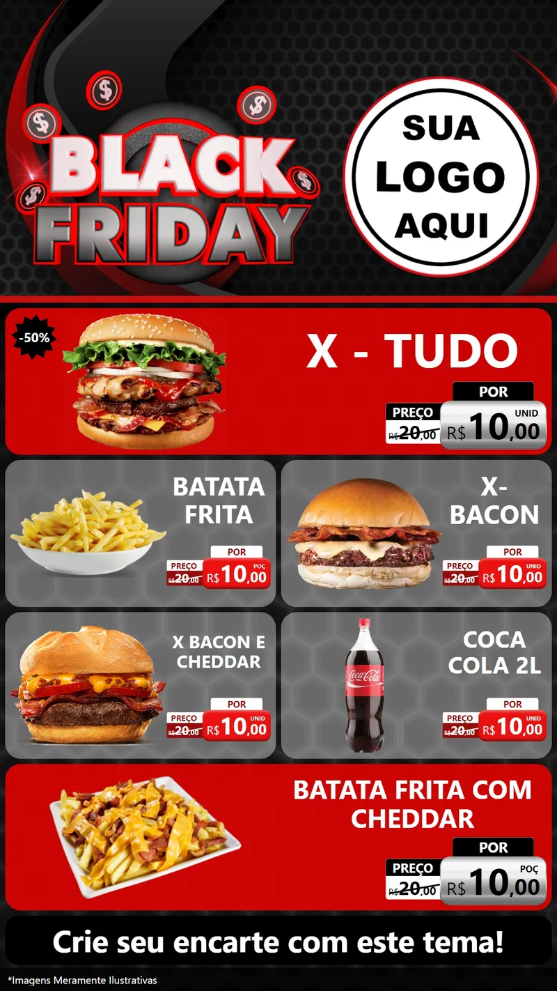 Modelo de TV para TV Vertical com o tema Black Friday para Hamburgueria