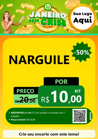 Modelo de Cartaz para Cartaz A4 Vertical com o tema Janeiro Sem Crise para Tabacaria