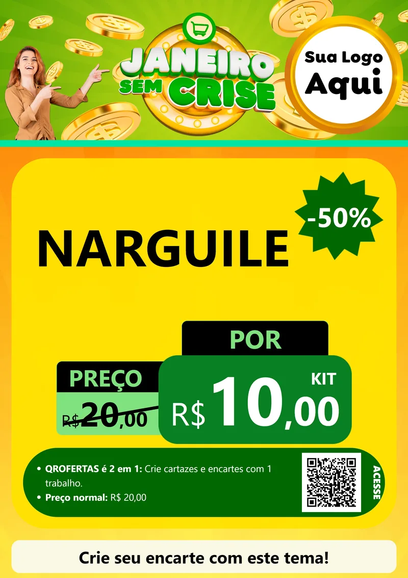 Modelo de Cartaz para Cartaz A4 Vertical com o tema Janeiro Sem Crise para Tabacaria