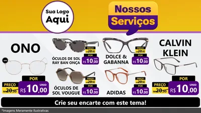 Modelo de TV para TV Horizontal com o tema Nossos Serviços para Óticas