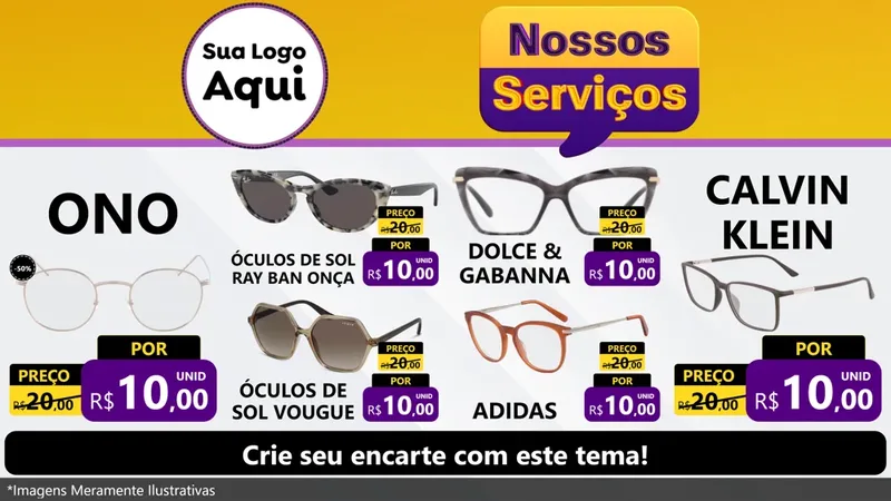 Modelo de TV para TV Horizontal com o tema Nossos Serviços para Óticas