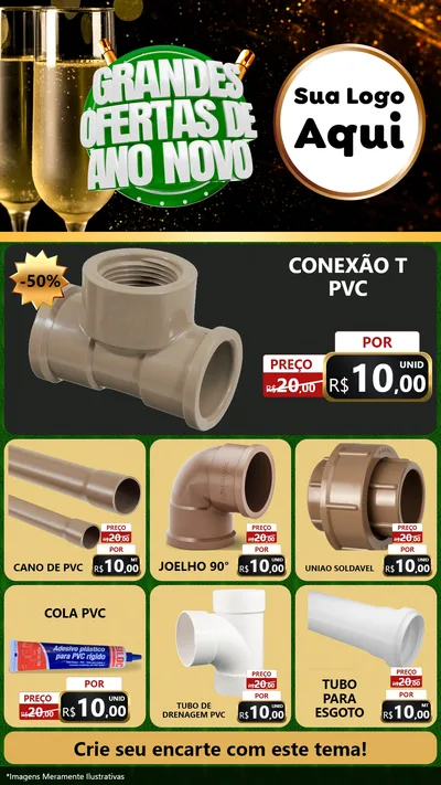 Modelo de Rede Social para Stories com o tema Grandes Ofertas de Ano Novo para Tubos e conexões