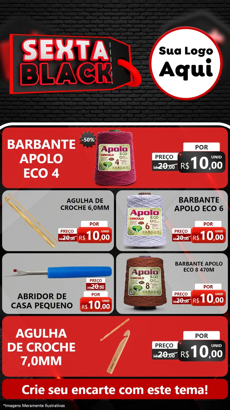 Modelo de TV para TV Vertical com o tema Sexta Black para Armarinho e Aviamentos