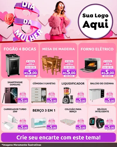 Modelo de Rede Social para Feed Instagram com o tema Dia da Mulher para Móveis e Eletro