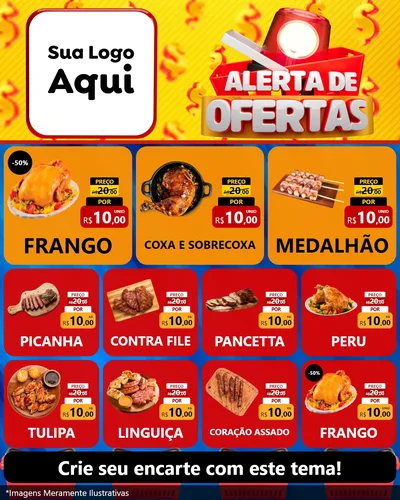 Modelo de Rede Social para Feed Instagram com o tema Alerta de Ofertas para Assados