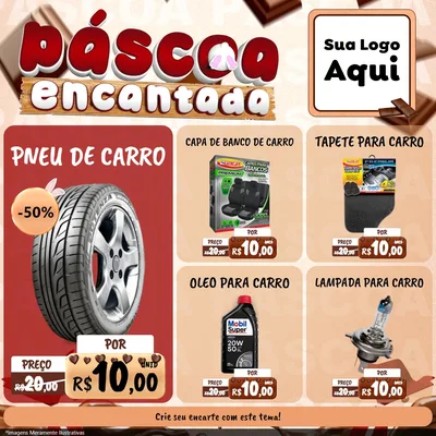 Modelo de Rede Social para Feed Facebook com o tema Páscoa Encantada para Auto peças