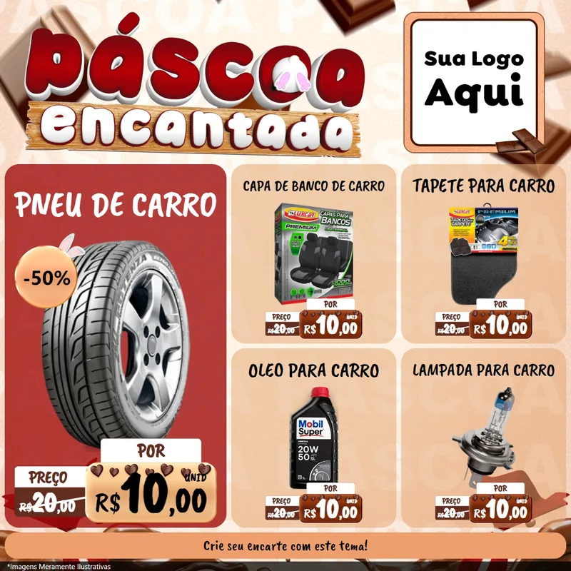 Modelo de Rede Social para Feed Facebook com o tema Páscoa Encantada para Auto peças