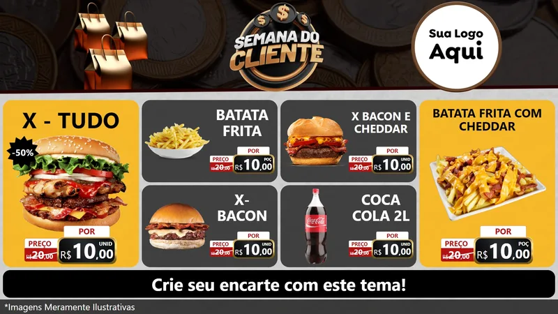Modelo de TV para TV Horizontal com o tema Semana do Cliente para Hamburgueria