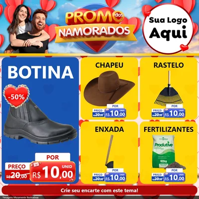 Modelo de Rede Social para Feed Facebook com o tema Promo dos Namorados para Agropecuária