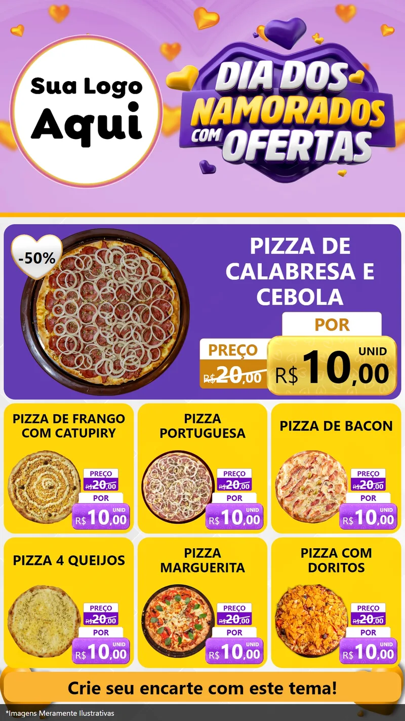 Modelo de Rede Social para Stories com o tema Dia Dos Namorados Com Ofertas para Pizzaria