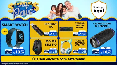 Modelo de TV para TV Horizontal com o tema Ofertas do Dia dos Pais para Informática