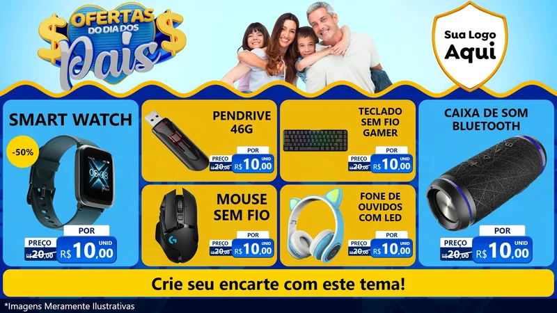 Modelo de TV para TV Horizontal com o tema Ofertas do Dia dos Pais para Informática