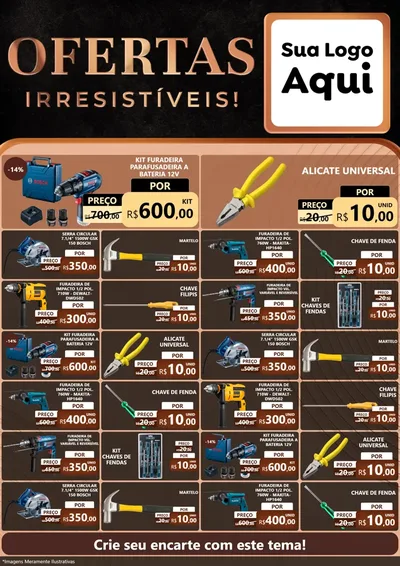 Modelo de Encarte para Encarte A4 Vertical com o tema Ofertas Irresistíveis! para Maquinas e Ferramentas
