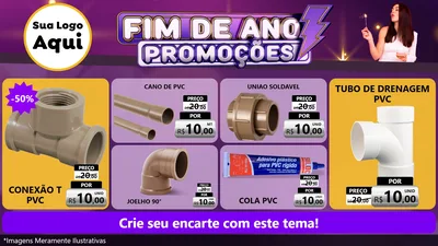 Modelo de TV para TV Horizontal com o tema Fim de Ano Promoções para Tubos e conexões