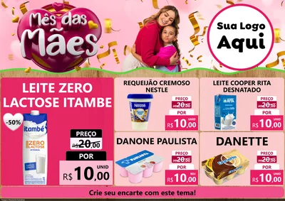 Modelo de Encarte para Encarte A4 Horizontal com o tema Mês das Mães para Frios e Laticínios