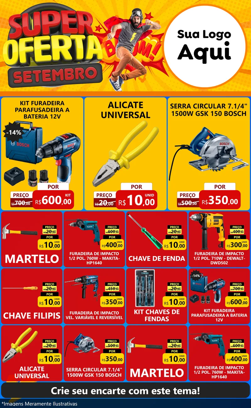 Modelo de Encarte para Encarte Grande com o tema Super Oferta Setembro para Maquinas e Ferramentas