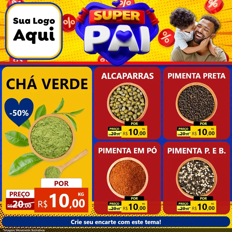 Modelo de Rede Social para Feed Facebook com o tema Super Pai para Produtos Naturais
