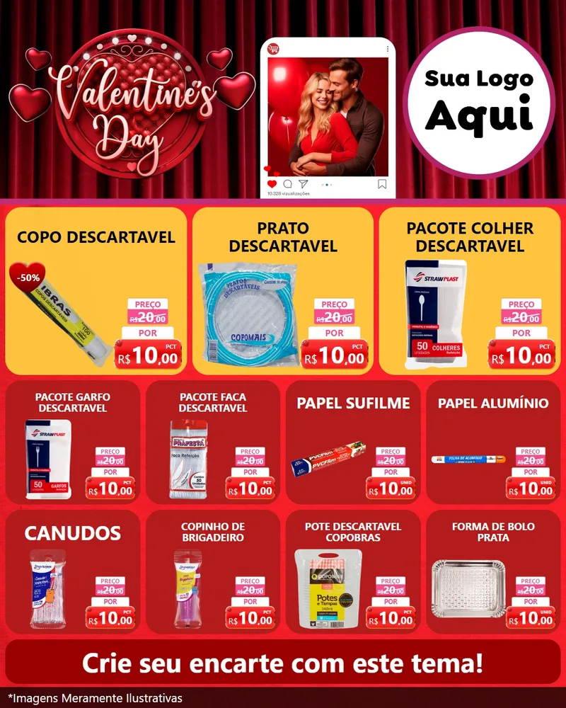 Modelo de Rede Social para Feed Instagram com o tema Valentine's Day para Embalagens