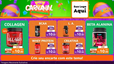 Modelo de TV para TV Horizontal com o tema Pré-Carnaval Com Economia para Suplementos alimentares
