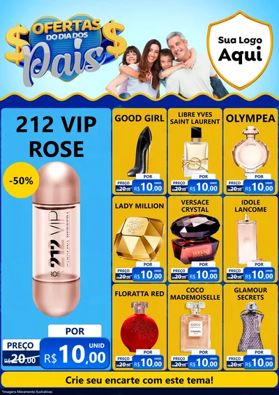 Modelo de Encarte para Encarte A4 Vertical com o tema Ofertas do Dia dos Pais para Perfumes