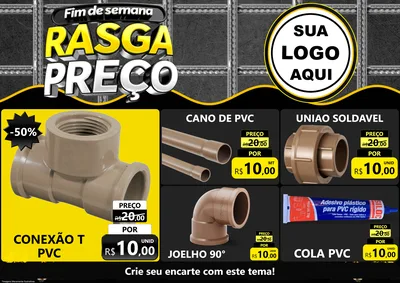 Modelo de Encarte para Encarte A4 Horizontal com o tema Fim de Semana Rasga Preço para Tubos e conexões