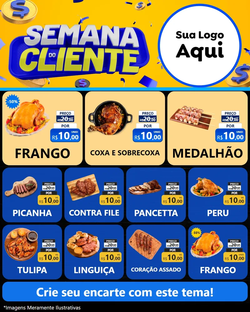 Modelo de Rede Social para Feed Instagram com o tema Semana do Cliente para Assados