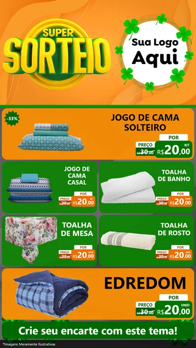 Modelo de TV para TV Vertical com o tema Super Sorteio para Cama, Mesa e Banho