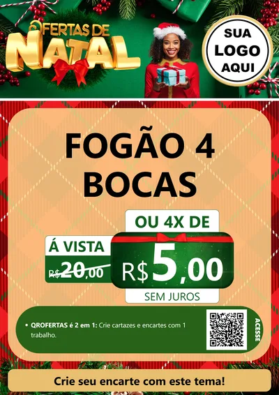 Modelo de Cartaz para Cartaz A4 Vertical com o tema Ofertas de Natal para Móveis e Eletro