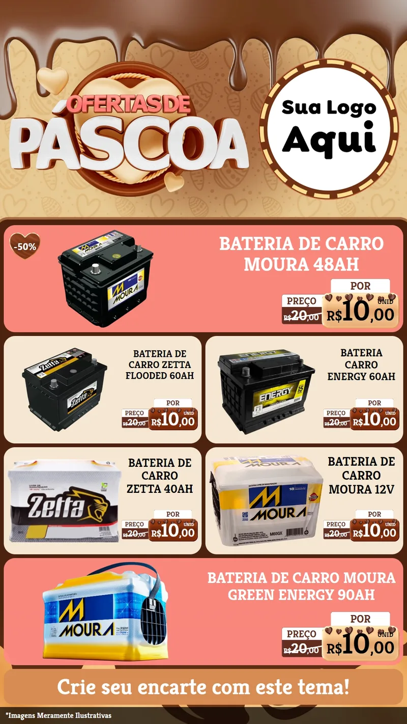 Modelo de TV para TV Vertical com o tema Ofertas de Páscoa para Baterias Elétricas