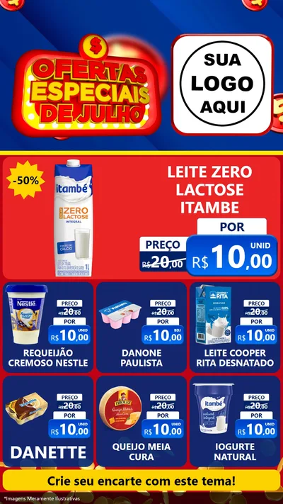 Modelo de Rede Social para Stories com o tema Ofertas Especiais de Julho para Frios e Laticínios