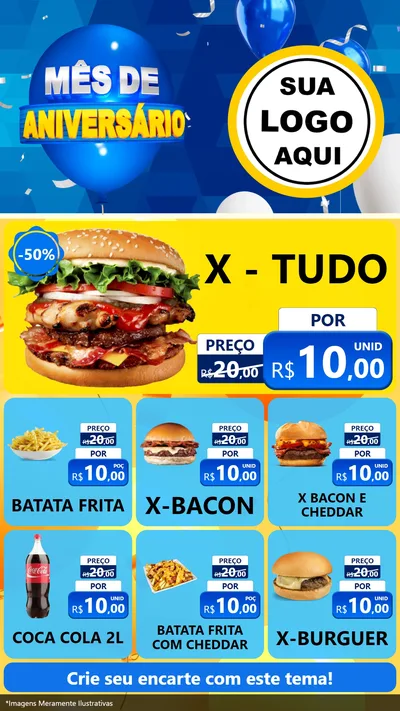 Modelo de Rede Social para Stories com o tema Mês de Aniversário para Hamburgueria