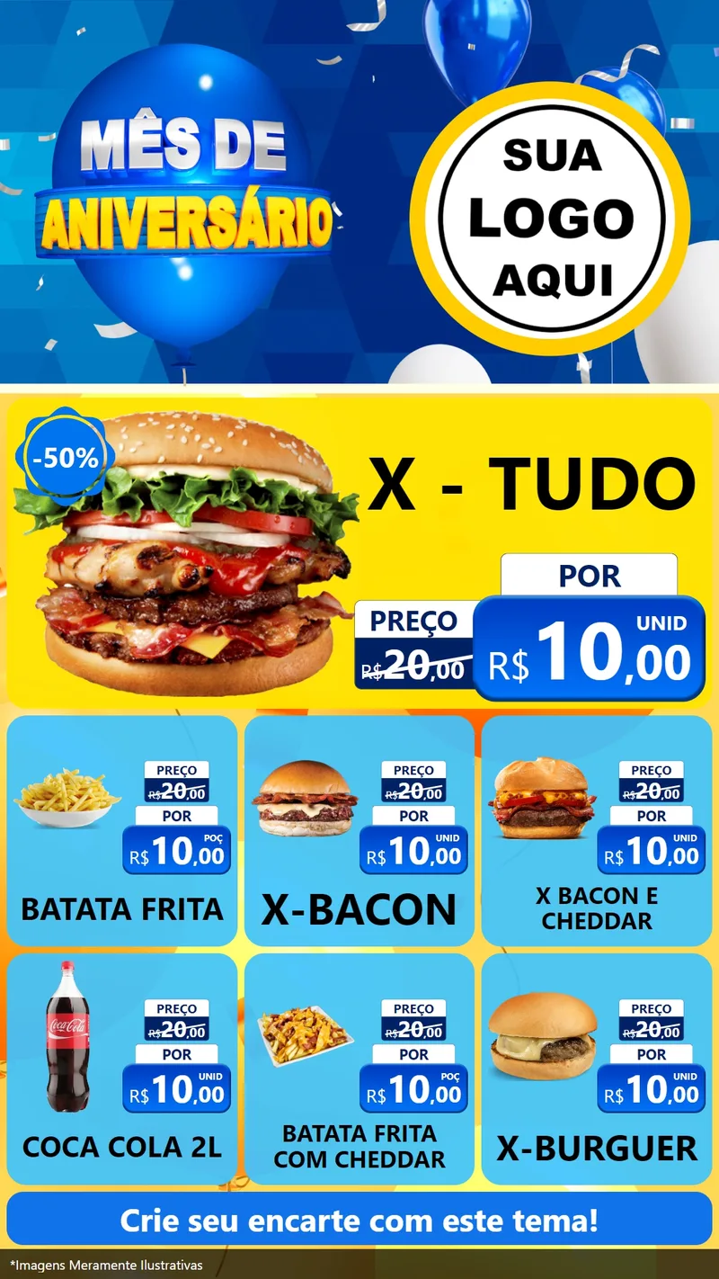 Modelo de Rede Social para Stories com o tema Mês de Aniversário para Hamburgueria