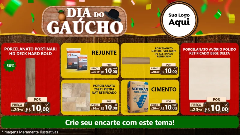 Modelo de TV para TV Horizontal com o tema Dia do Gaúcho para Pisos e revestimentos